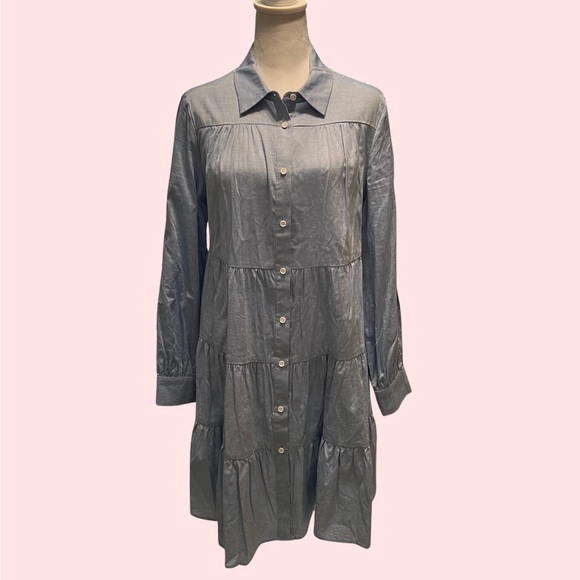 Eliza J NWT Long Sleeve Tiered Shirtdress size 10 - Picture 6 of 9
